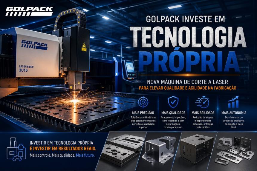Golpack investe em tecnologia própria com nova máquina de corte a laser para elevar qualidade e agilidade na fabricação