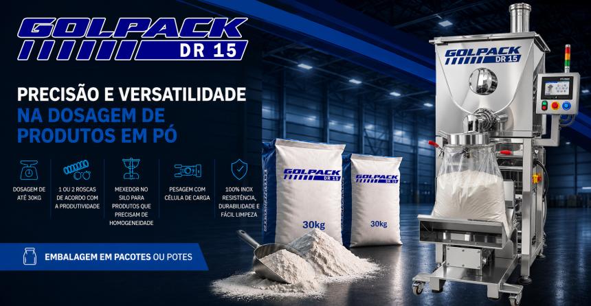 Precisão e versatilidade na dosagem de produtos em pó com o Golpack DR 15